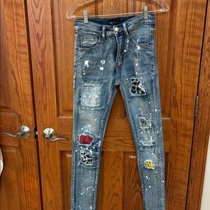 Waimea Distressed patchwork Skinny Jeans , size 26